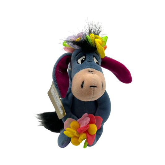 Disney Store - Flower Power Eeyore Mini Bean Bag - Vintage - 8"