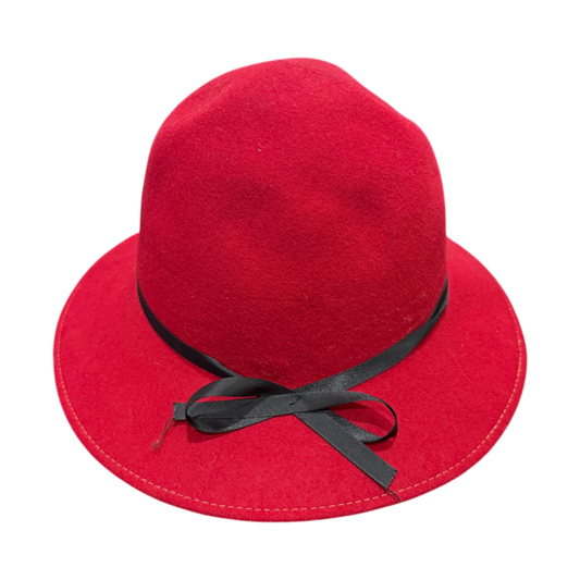 Astre - Red Fedora - 100% Wool  Hat - Vintage Elegance