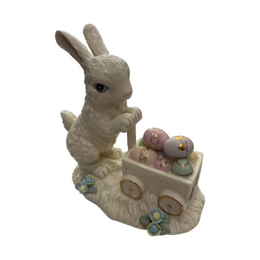 Lenox - Easter Bunny With Cart Of Eggs - Porcelain & Gold Accents - 5"
