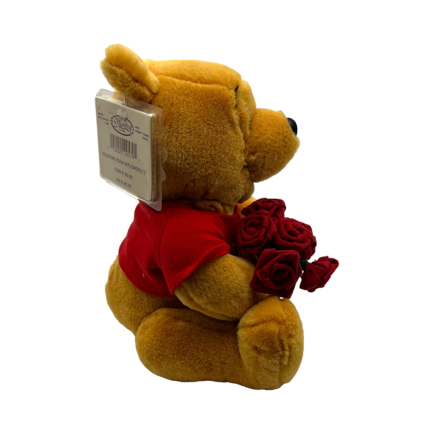 Disney Store - Valentine Pooh With Flowers - Vintage - 12"