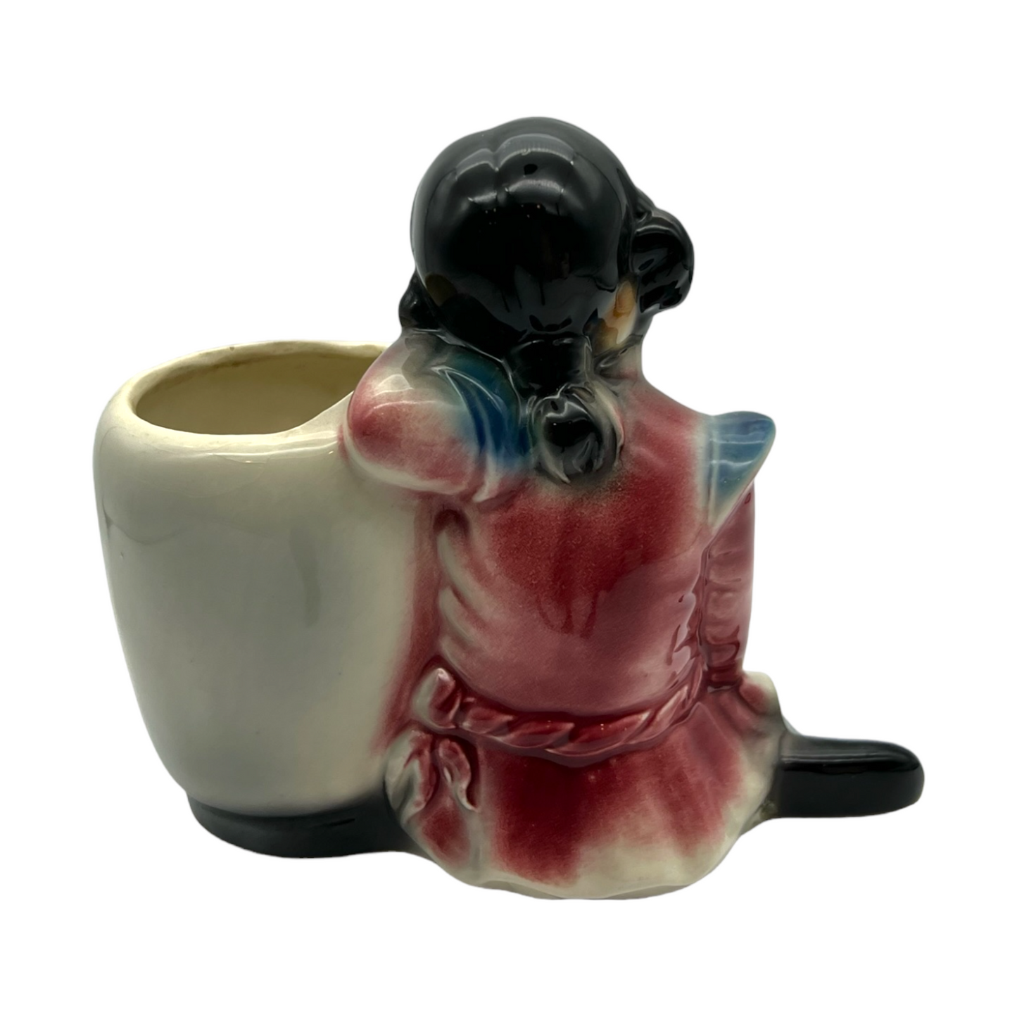 Royal Copley - Oriental Boy Or Girl Leaning On Vase Planter - 5.5"