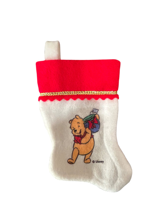 Disney - Santa's Best Winnie the Pooh Mini Felt Stocking Ornament - Christmas - Vintage - 6"