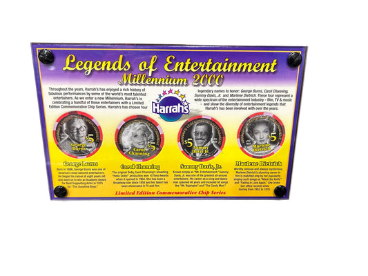 Harrah's - Legends of Entertainment - Millennium 2000 $5 Chip Series - BURNS, DIETRICH, DAVIS JR, CHANNING - 8"