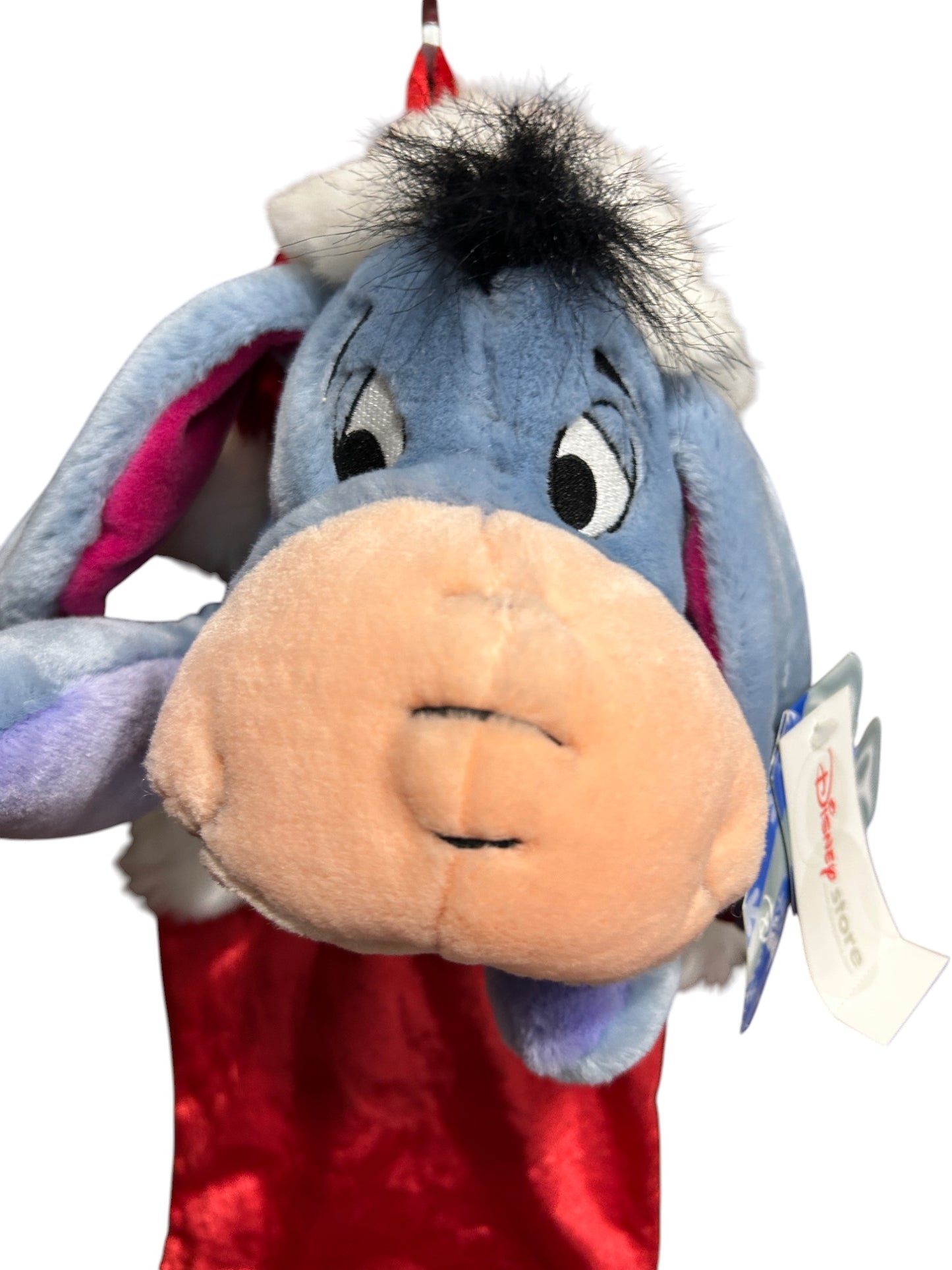 Disney Store - Eeyore 3D soft Plush Christmas Stocking Santa Hat - Vintage - 22"