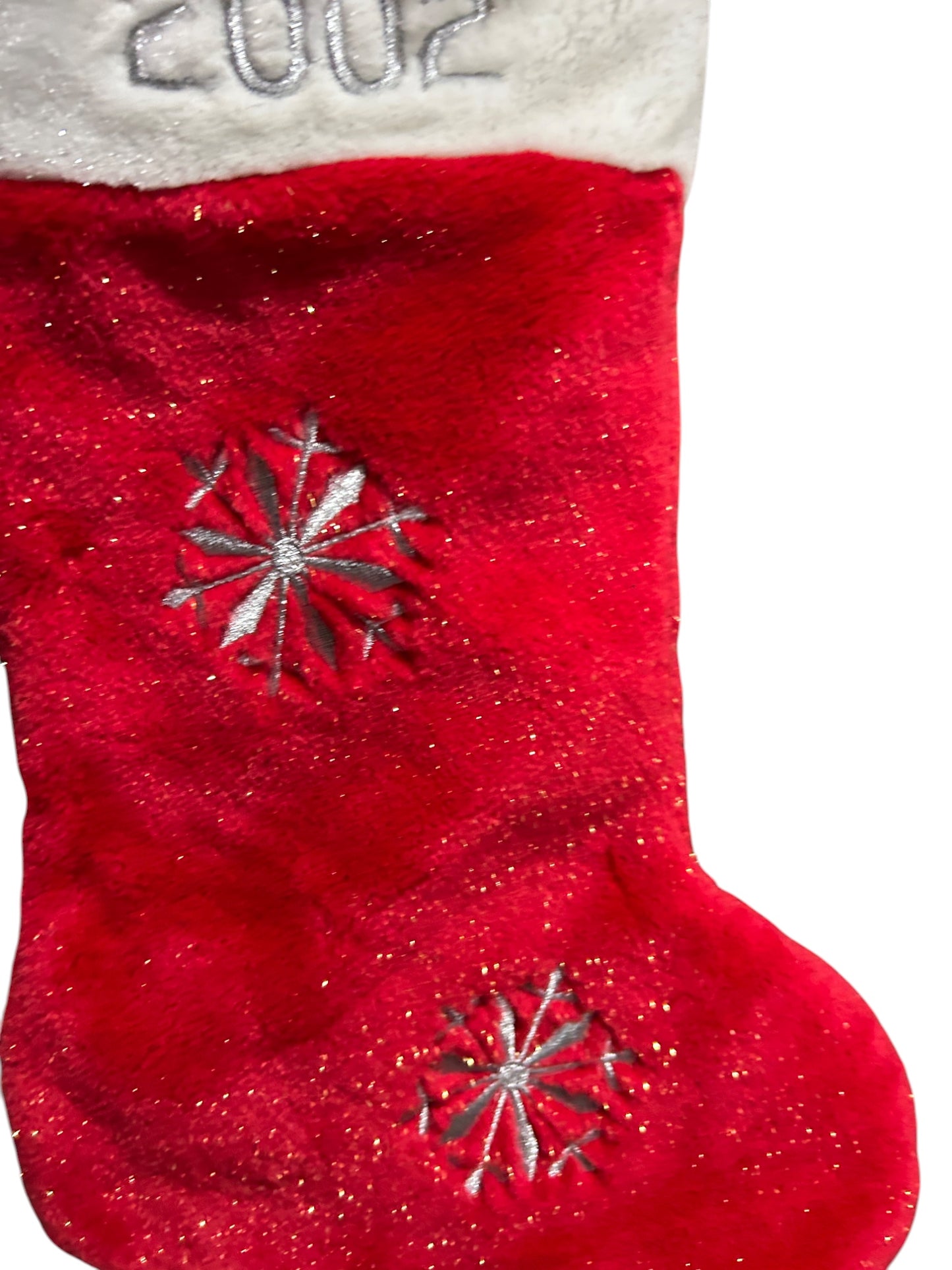London Disney Store - Winnie the Pooh 2002 3D soft Plush Christmas Snowflake Stocking Santa Hat - Vintage - 22"