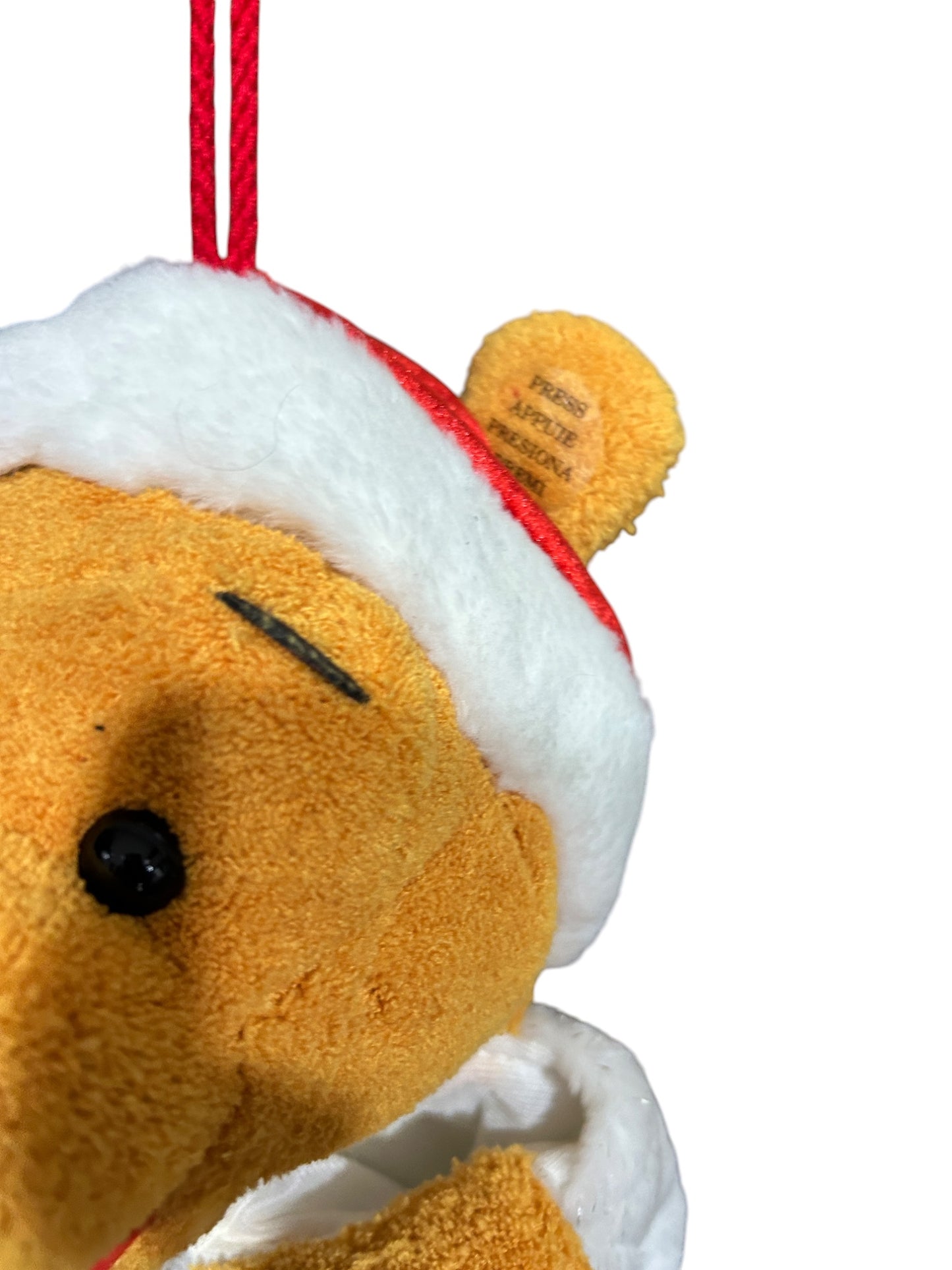 London Disney Store - Winnie the Pooh 2002 3D soft Plush Christmas Snowflake Stocking Santa Hat - Vintage - 22"