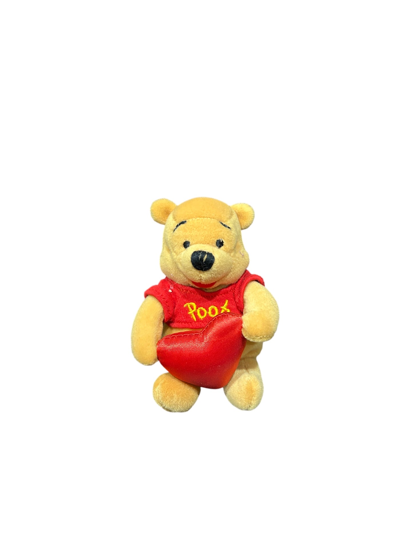 Disney Store - Winnie the Pooh - Winnie the Pooh Heart 4" Bean Bag Plush - Vintage - 4"