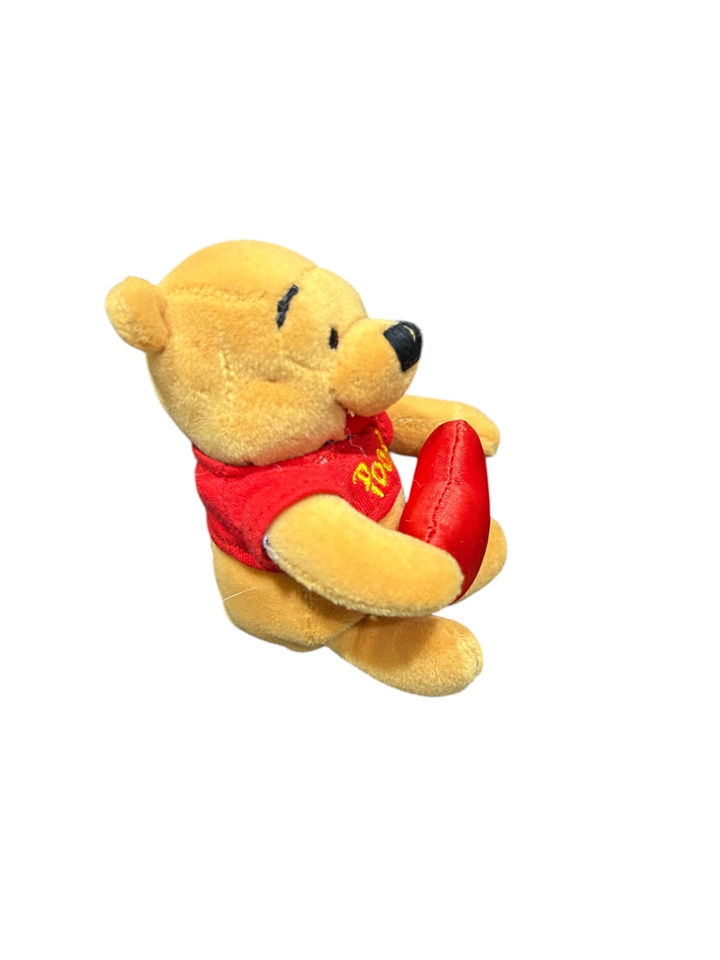 Disney Store - Winnie the Pooh - Winnie the Pooh Heart 4" Bean Bag Plush - Vintage - 4"