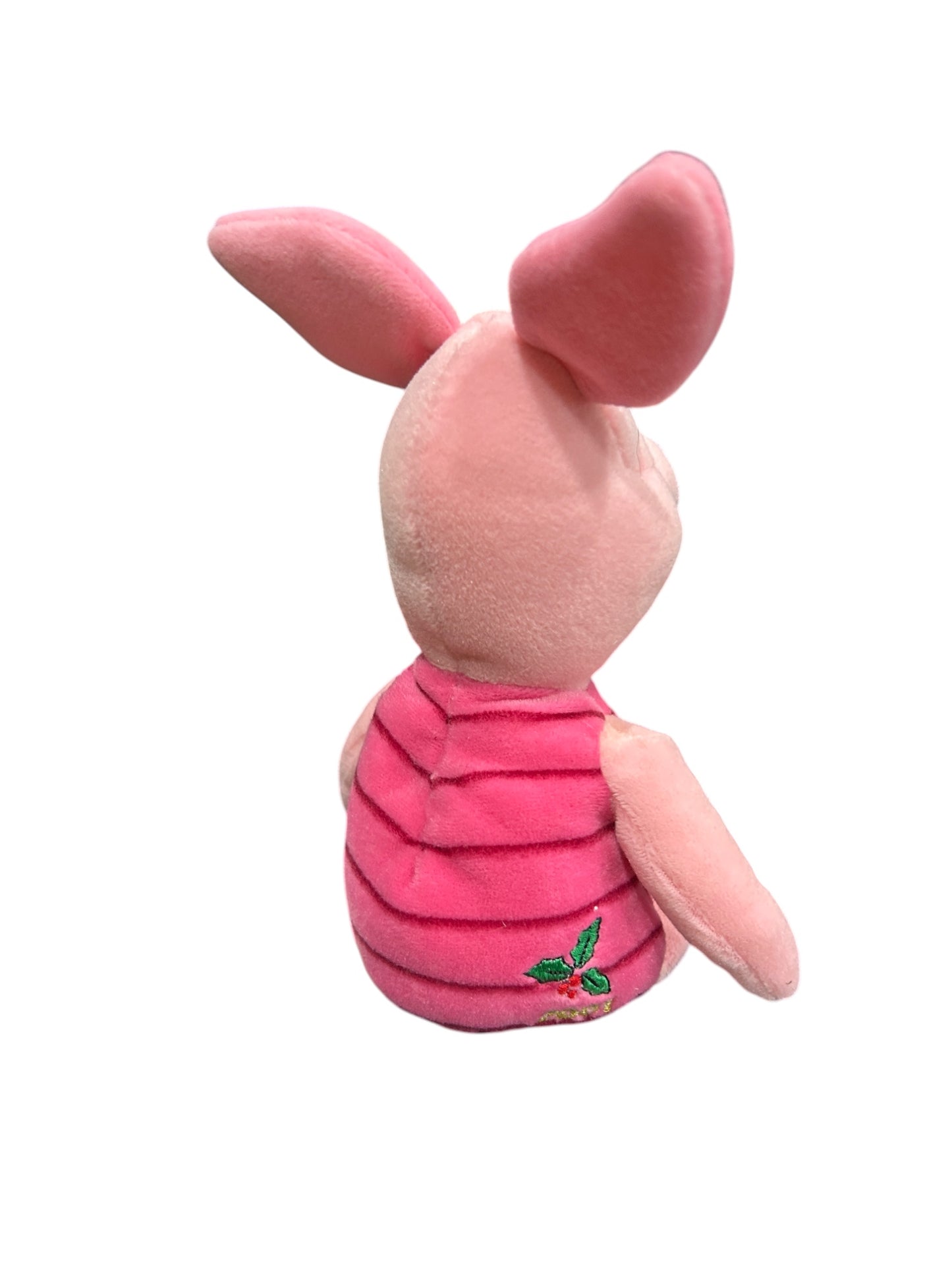 Disney Store - Winnie the Pooh - Holiday Piglet with Embroidered Mistletoe on Bottom- Mini Bean Bag - 8"