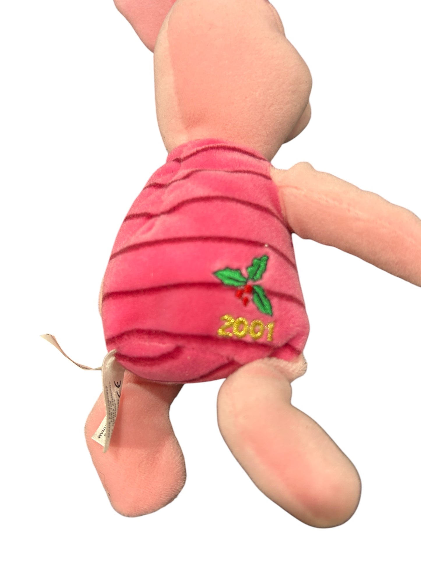 Disney Store - Winnie the Pooh - Holiday Piglet with Embroidered Mistletoe on Bottom- Mini Bean Bag - 8"