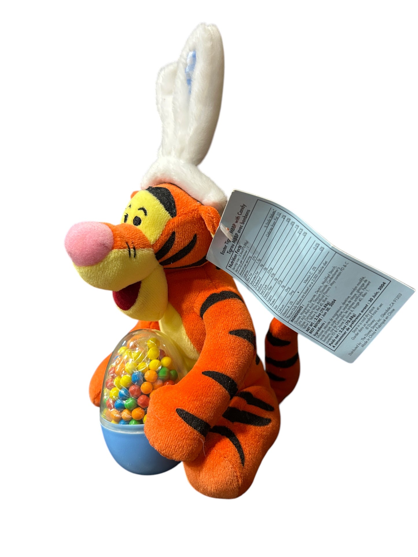 Disney Store - Winnie the Pooh - Tigger Easter Bunny Plush With Candy Basket Egg Y2K - Mini Bean Bag - 9"