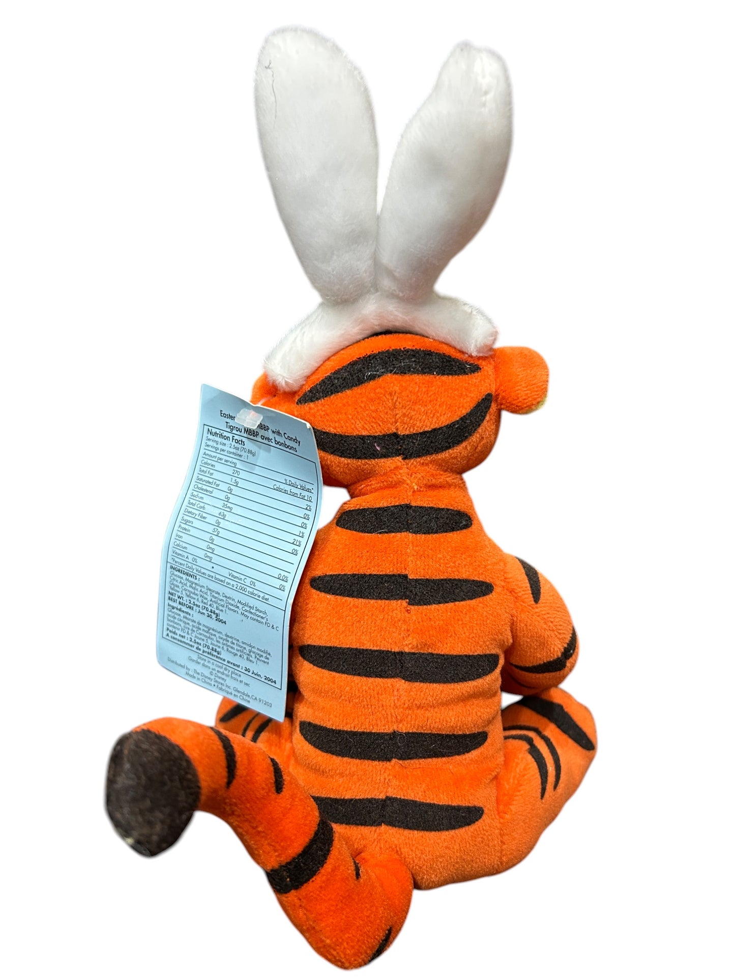 Disney Store - Winnie the Pooh - Tigger Easter Bunny Plush With Candy Basket Egg Y2K - Mini Bean Bag - 9"