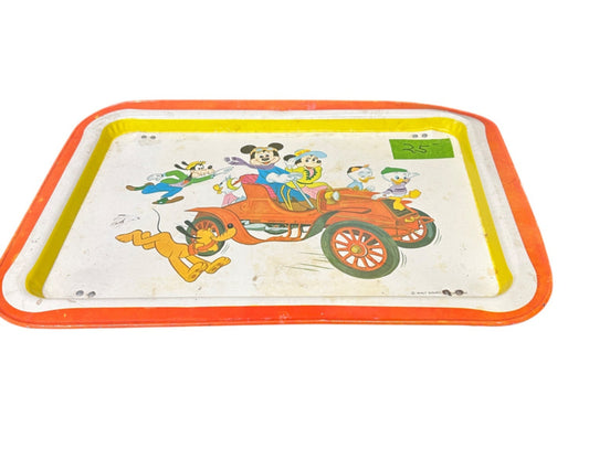 Walt Disney Productions - Mickey & Friends - Superstars Car TV Dinner Metal Food Tray - Vintage - 17x12.5"