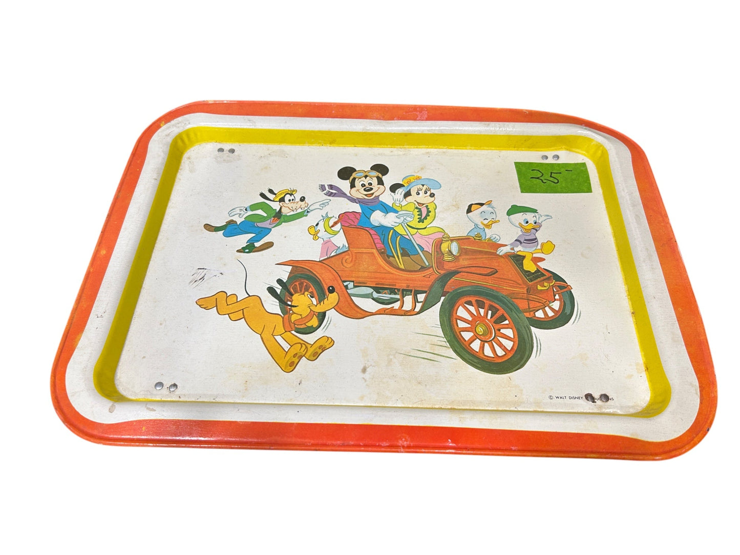 Walt Disney Productions - Mickey & Friends - Superstars Car TV Dinner Metal Food Tray - Vintage - 17x12.5"