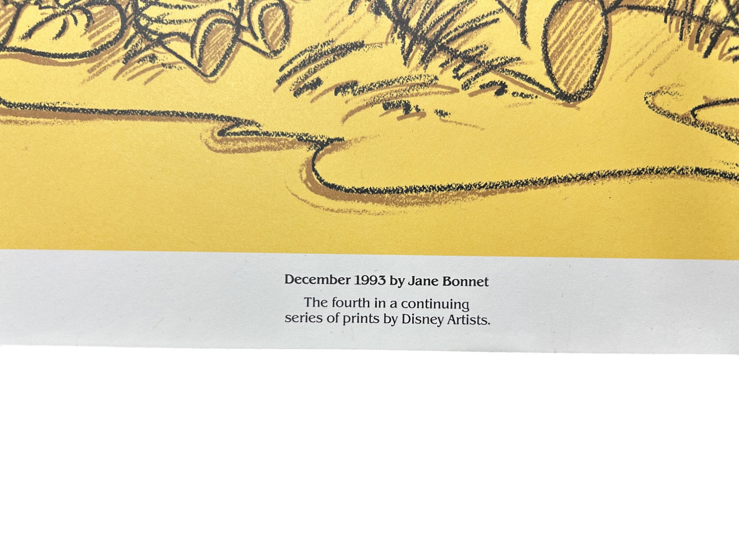 Disney - Winnie the Pooh - Cast Member Exclusive Artwork - December 1993 Winnie the Pooh Print December 1993 By Jane Bonnet - Vintage - 12"