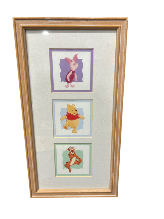 Disney - Winnie the Pooh - Artwork - Piglet, Pooh and Tigger Framed Wall Picture - Vintage - 15"