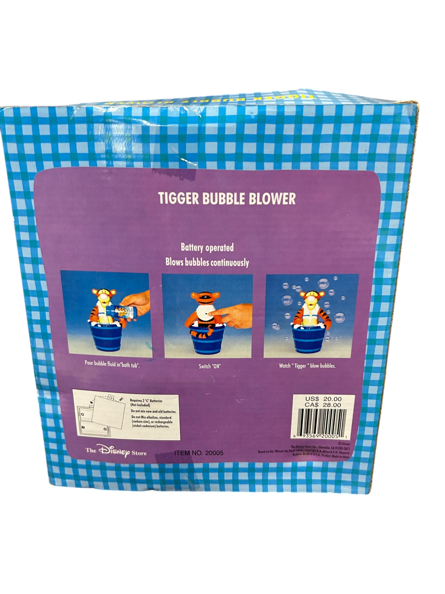 Disney Store - Winnie the Pooh - Mechanical - Tigger Bubble Blower - New in Box - Vintage - 10"