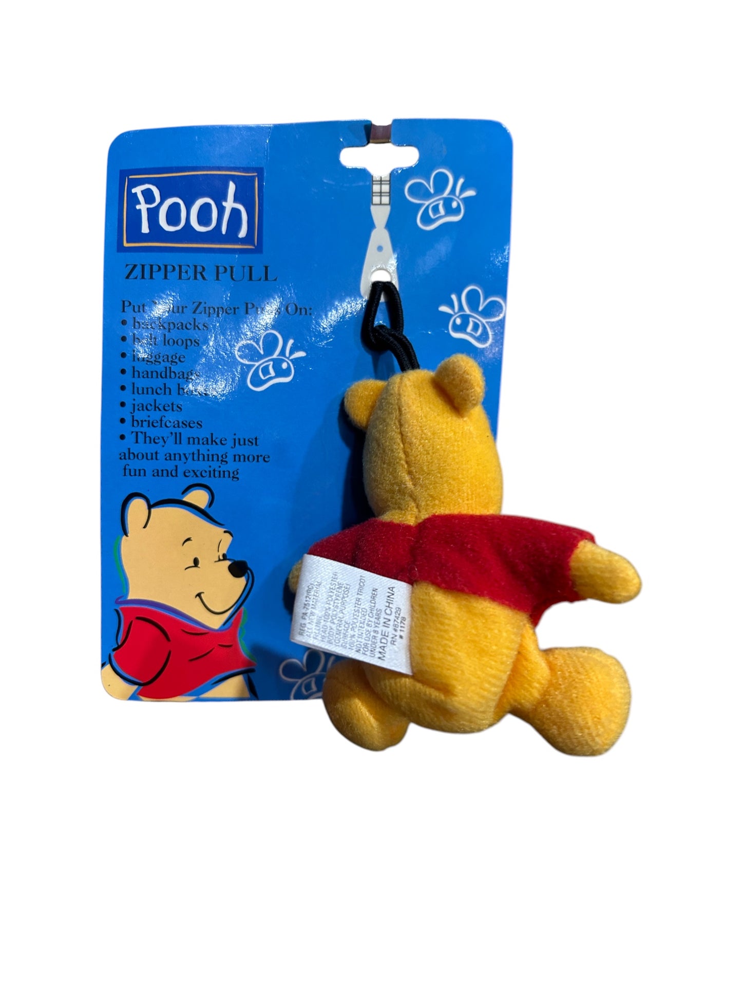 Disney - Winnie the Pooh - Pooh Bear 3" Backpack Zipper Pull Plush NWT Easter Gift - With Tag - Vintage - 3" (Copy)