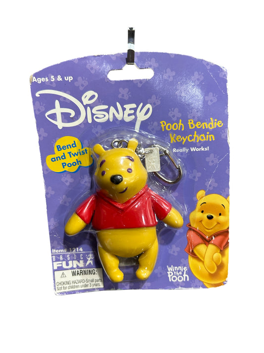 Disney - Winnie the Pooh - Pooh Bear Bendy Keychain Basic Fun - Vintage - 4.5"