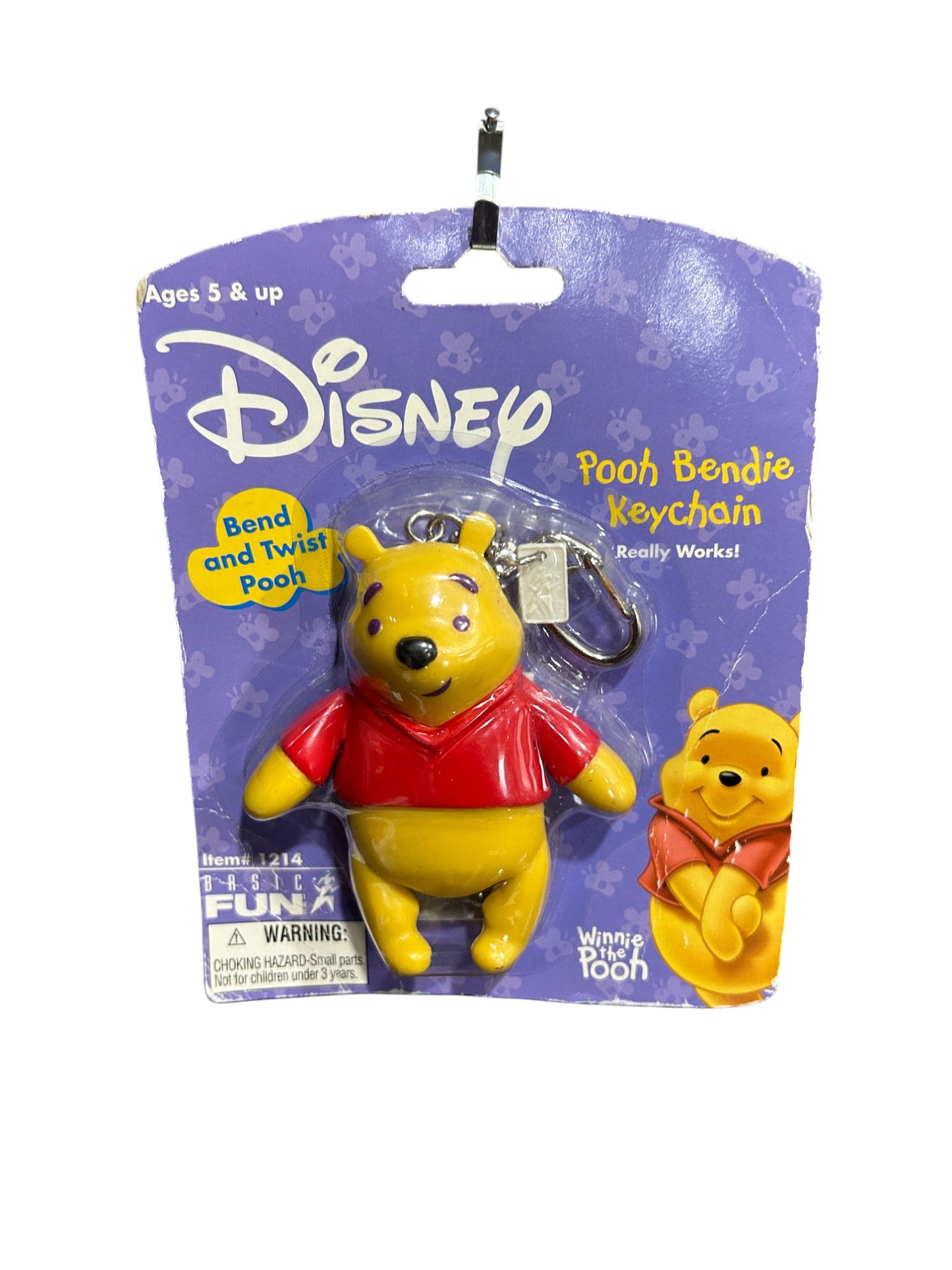 Disney - Winnie the Pooh - Pooh Bear Bendy Keychain Basic Fun - Vintage - 4.5"