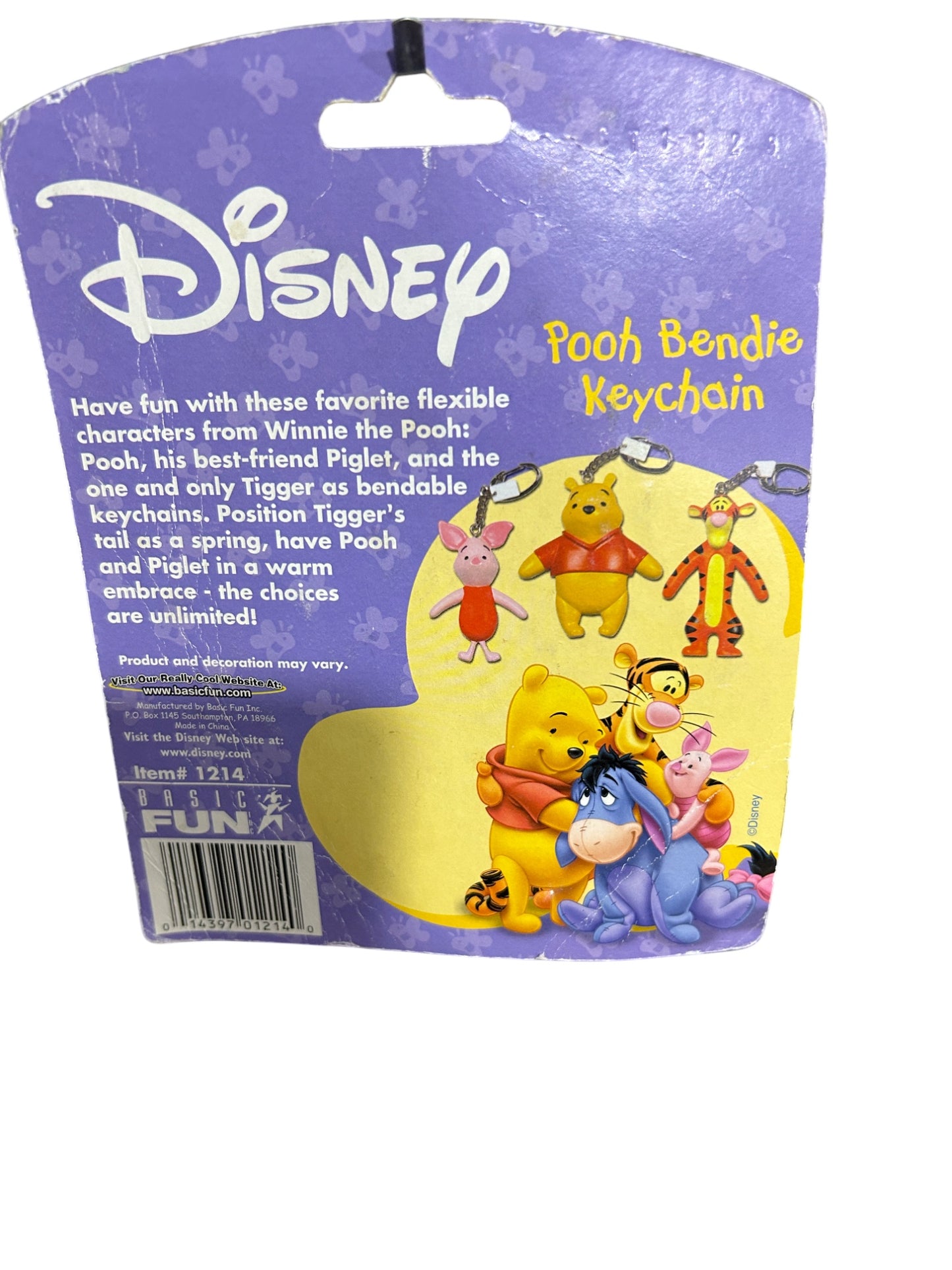 Disney - Winnie the Pooh - Pooh Bear Bendy Keychain Basic Fun - Vintage - 4.5"