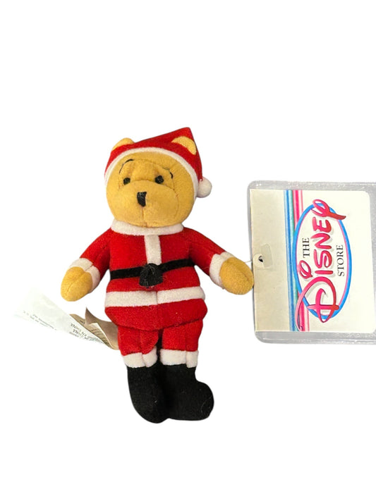 Disney Store Tokyo, Japan - Winnie the Pooh - Santa Pooh Magnet - with Tags - Mini Bean Bag - 4"