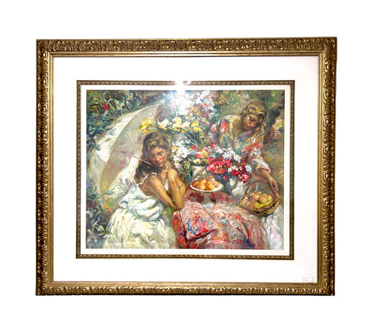 Royo - Hand Signed Framed Serigraph - "Adorando La Mesa" Limited Edition Printer's Proof Serigraph Hand - #135 of 225 - 1999 - Custom Framed - 54"