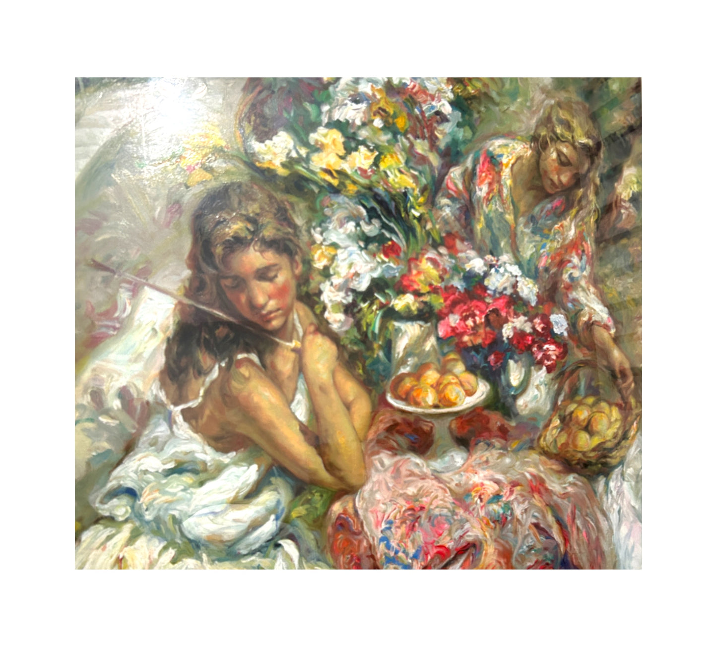 Royo - Hand Signed Framed Serigraph - "Adorando La Mesa" Limited Edition Printer's Proof Serigraph Hand - #135 of 225 - 1999 - Custom Framed - 54"