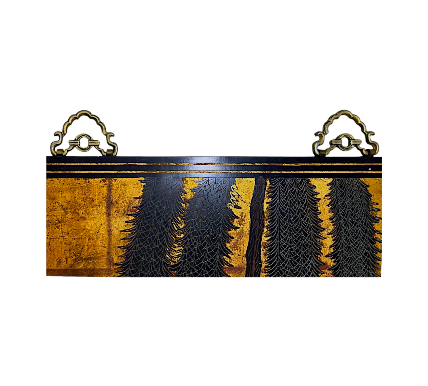 Maitland Smith Ltd - Hong Kong - Decorative Pair of Lacquer Painted Wood Wall Panels of Asian Style Horseback Archer Scene - 1990's - 70"
