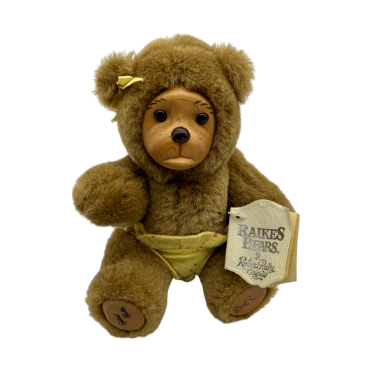 Raikes Bears - Wood Face - Nursery Miniatures 38518 - Hand Signed - Jointed - 7"