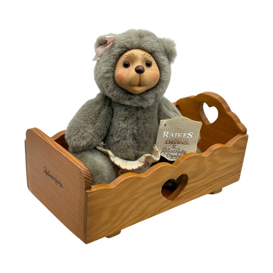 Raikes Bears - Wood Face - Nursery Miniatures 38521 - Hand Signed - Jointed - 7"