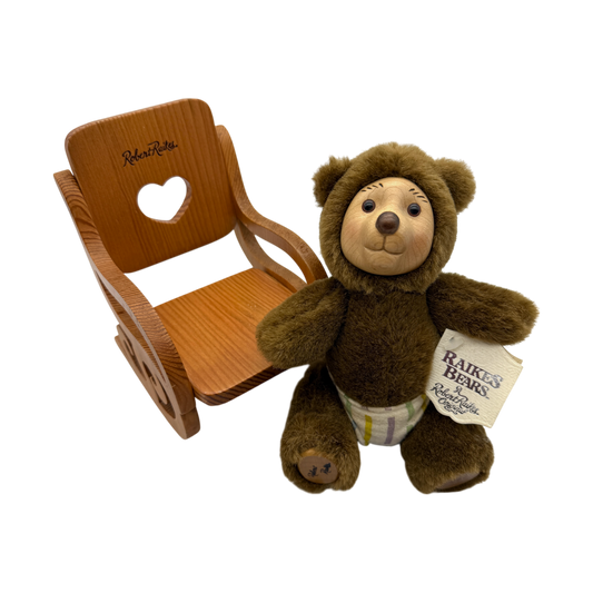 Raikes Bears - Wood Face - Nursery Miniatures 38522 - Hand Signed - Jointed - 7"