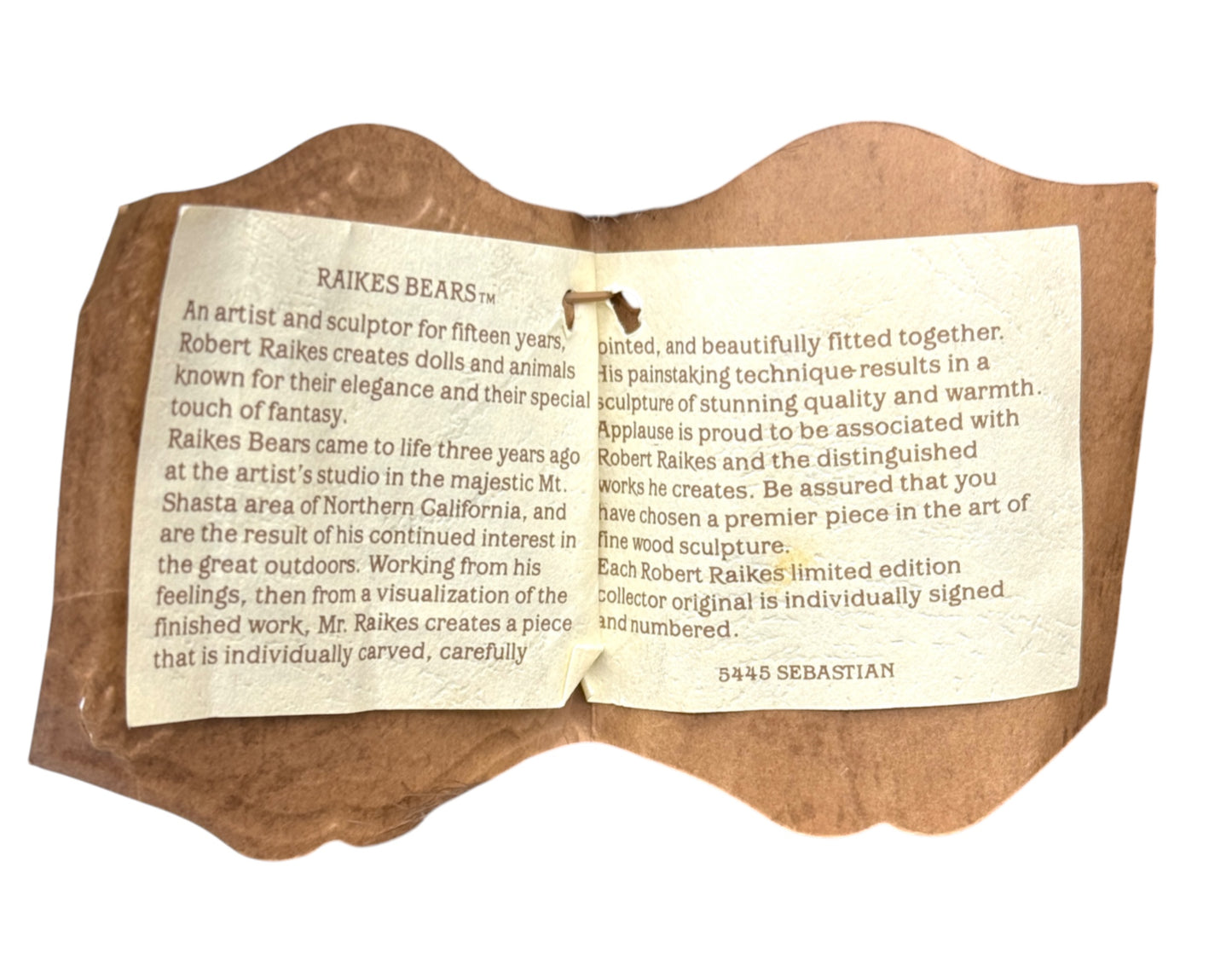 Raikes Bears - Wood Faced - Sebastian - Limited To 7500 - Jointed - 21"