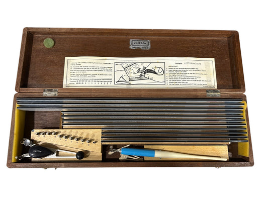 Unitech - Type 1 Style 1 Set No. 1 Lettering Set Type Pen Wood Box - 15.5"