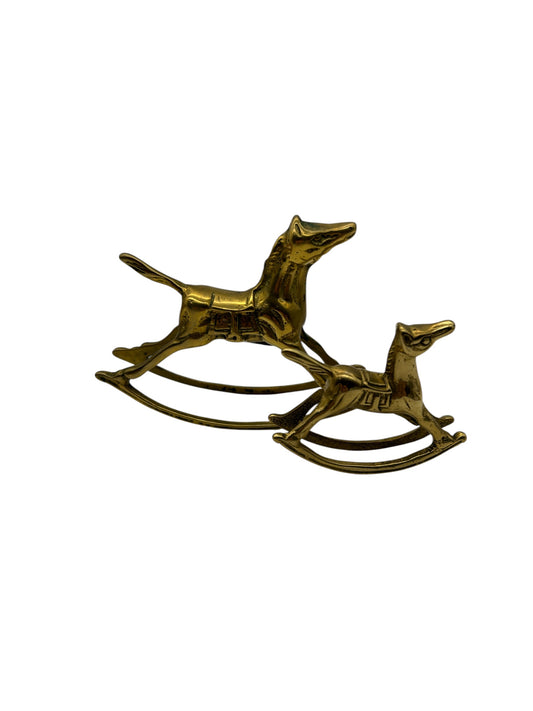 Vintage - Solid Brass Rocking Horses - Set of Two - NWB - 4"
