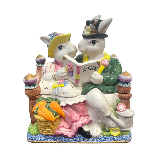 Fitz & Floyd - Omnibus - Cookie Jar Rabbits In Love, Garden Beach - 1996 - 10"