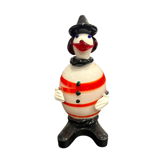 Murano Art Glass - Clown With Red & Swirl - Vintage - 6.5"