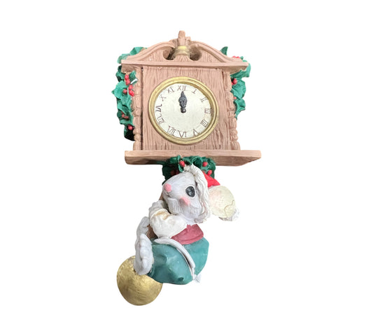 Midwest Importers - Mouse On A Clock Christmas Ornament - 4"