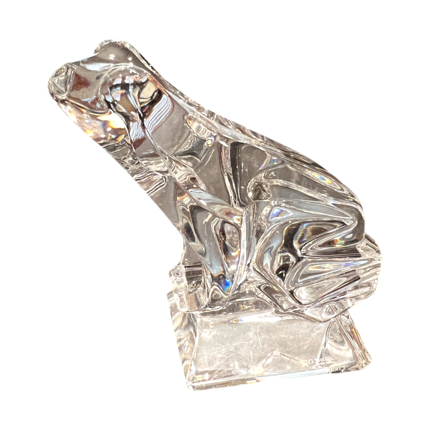 JG Durand  - Crystal Frog Figurine - Signed - 4"