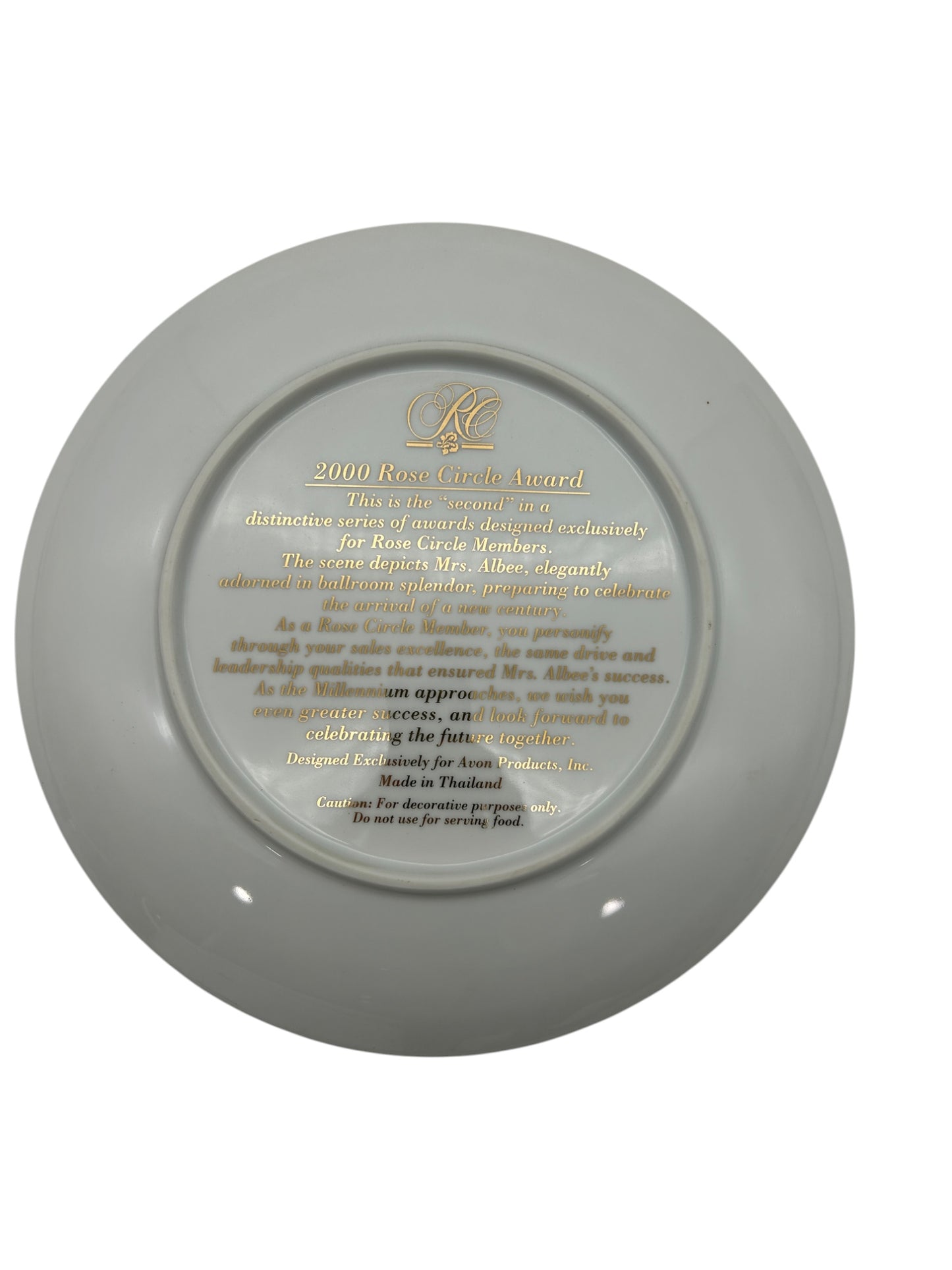 Avon - 2000 Commemorative Avon Rose Circle Commemorative Plate - 22K Gold Edge - 8.5"