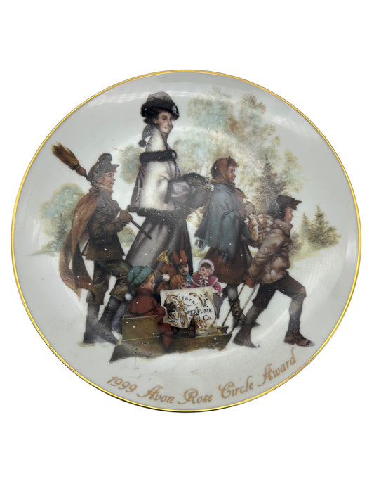 Avon - 1999 Commemorative Avon Rose Circle Commemorative Plate - 22K Gold Edge - 8.5"