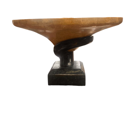 Maitland Smith - Tessellated Stone Compote On Marble Pedestal - 9"