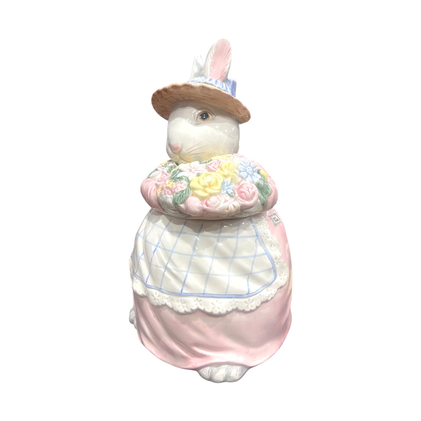 Fitz & Floyd - Easter - Bunny With Flowers Cookie Jar - 1989 - 12"