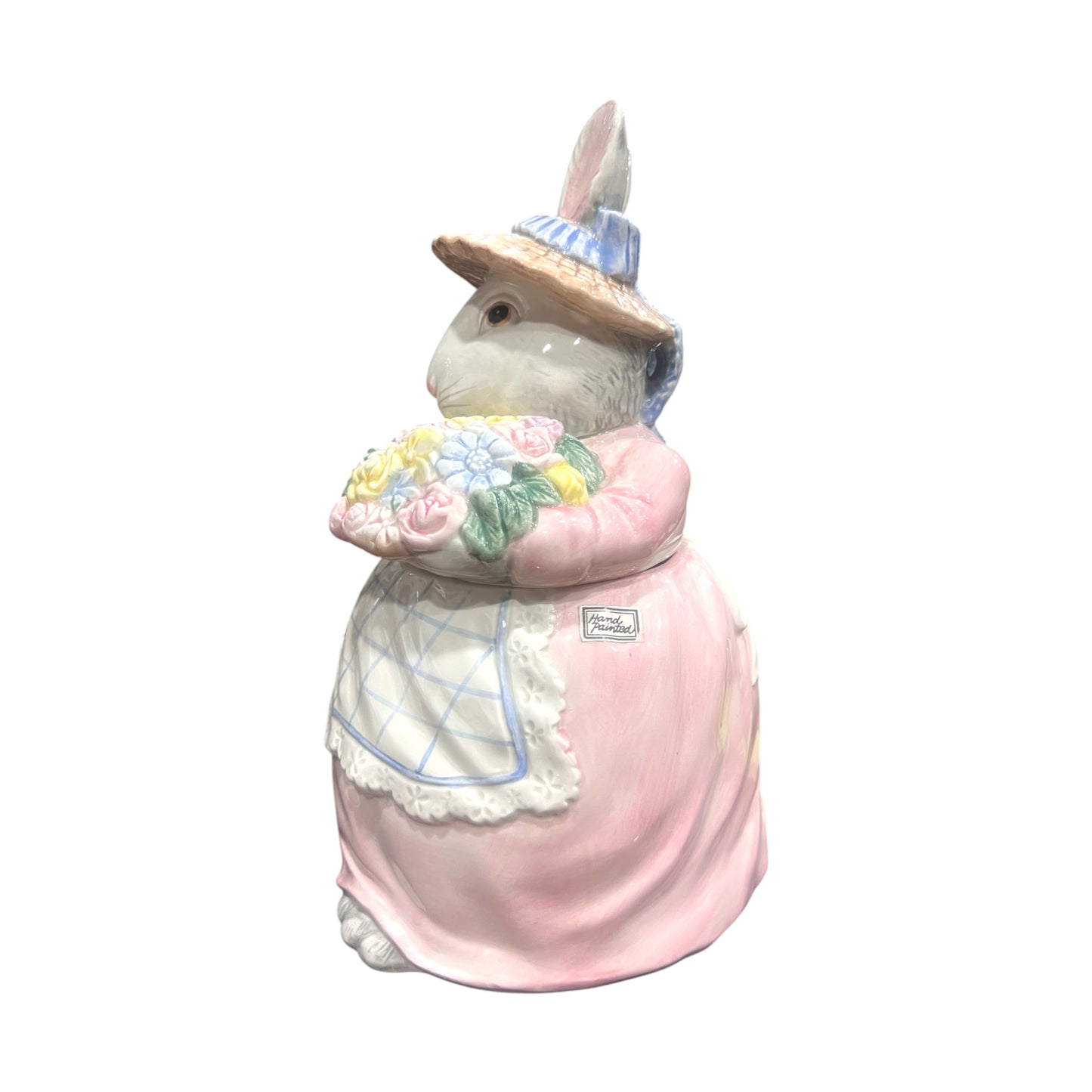 Fitz & Floyd - Easter - Bunny With Flowers Cookie Jar - 1989 - 12"