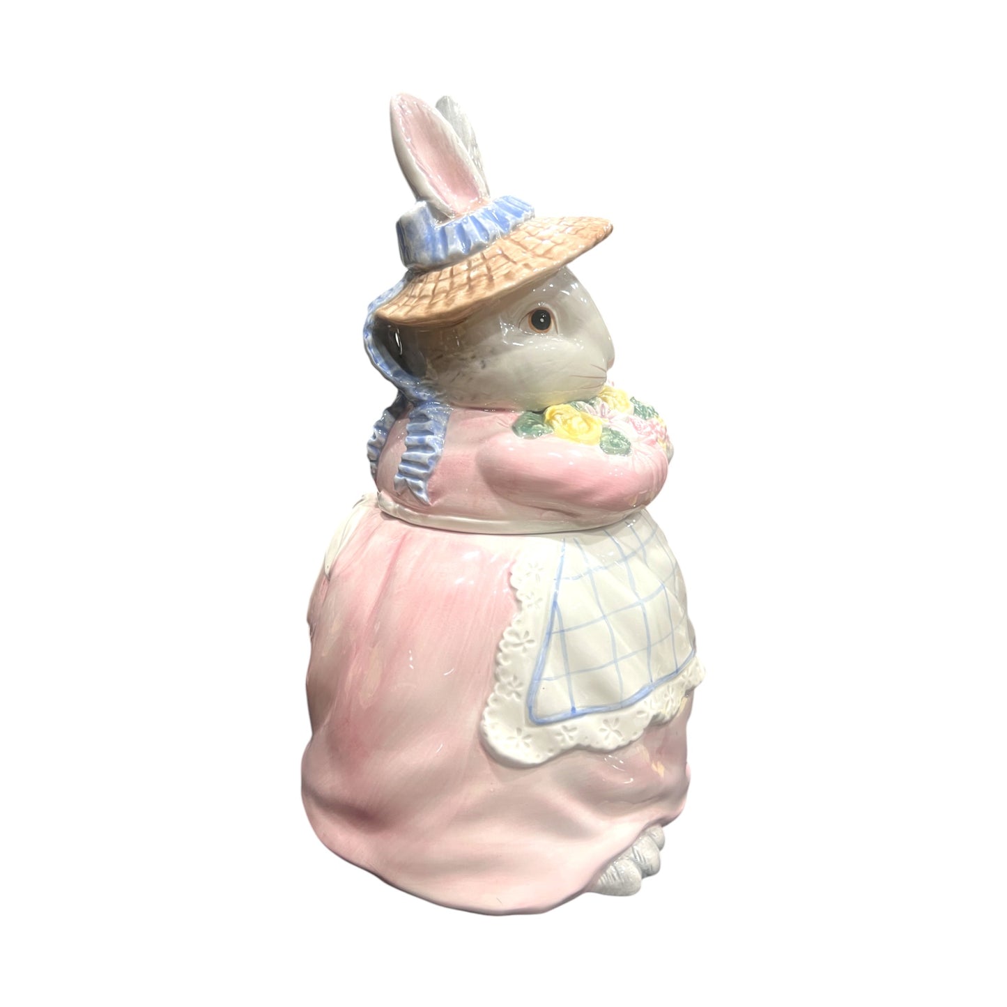 Fitz & Floyd - Easter - Bunny With Flowers Cookie Jar - 1989 - 12"