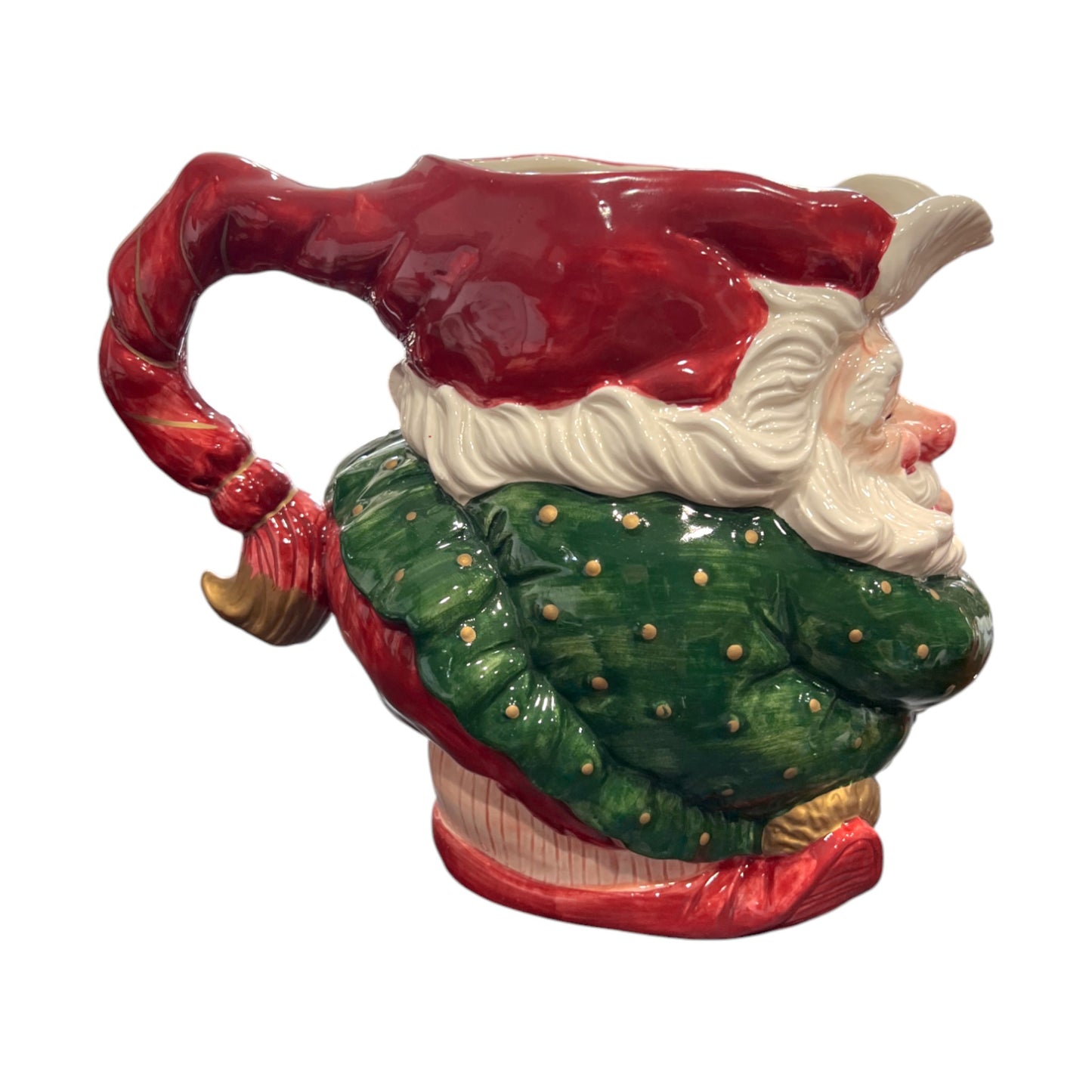 Fitz & Floyd - Christmas  - Santa Claus Sleeping Elf Pitcher - 1989 - 7.5"