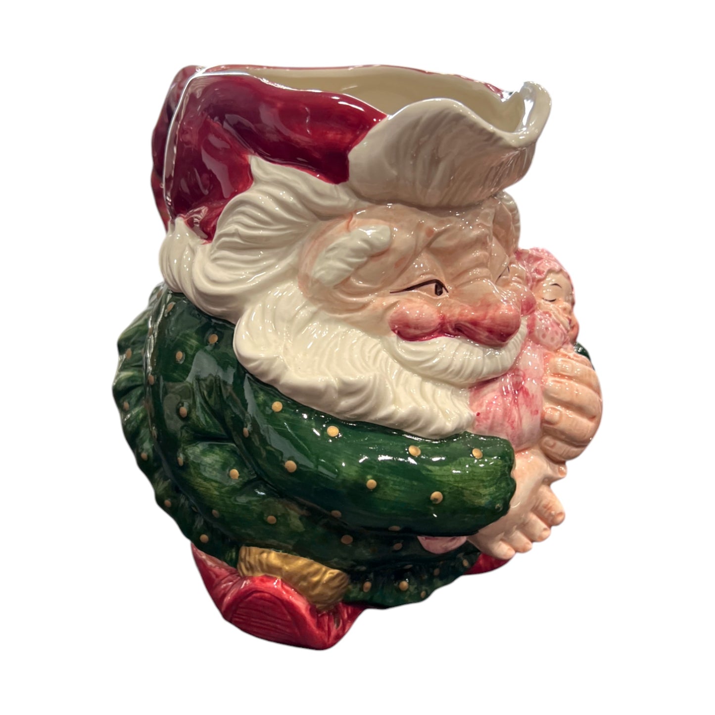 Fitz & Floyd - Christmas  - Santa Claus Sleeping Elf Pitcher - 1989 - 7.5"