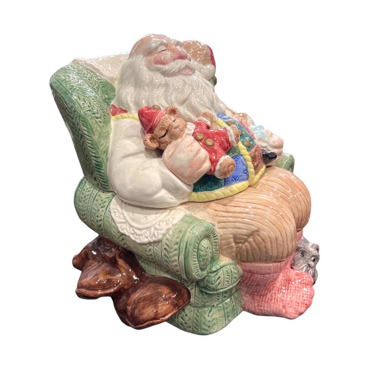 Fitz & Floyd -Christmas - Santa In A Chair Cookie Jar - 1992 - 10"