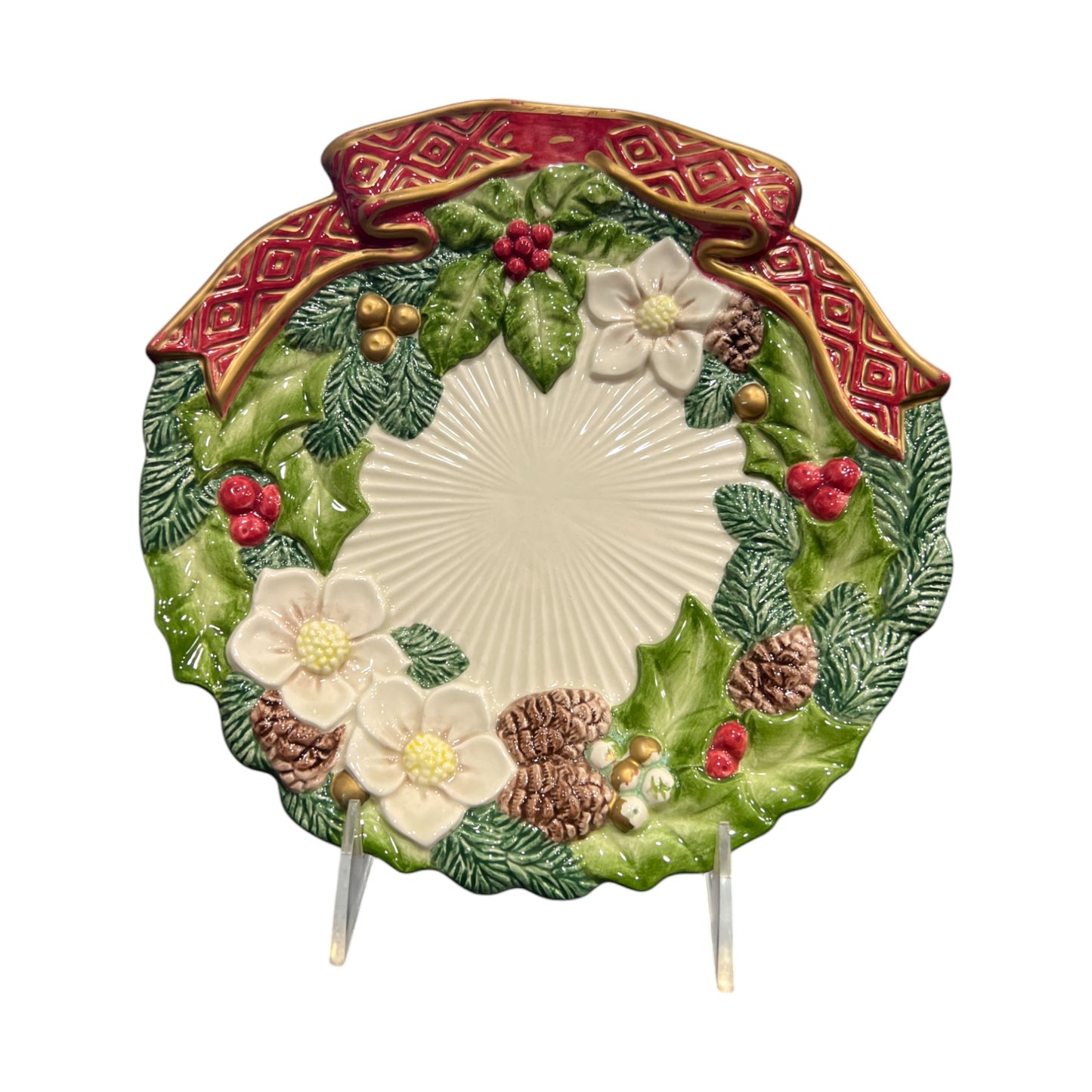 Fitz & Floyd - Christmas - Wreath Plate - 9"