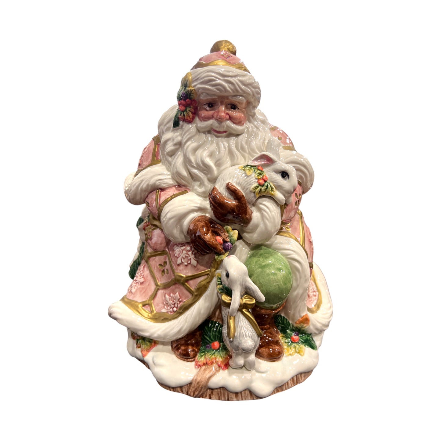 Fitz & Floyd - Christmas - Santa Claus Snowy Woods Cookie Jar - 11"